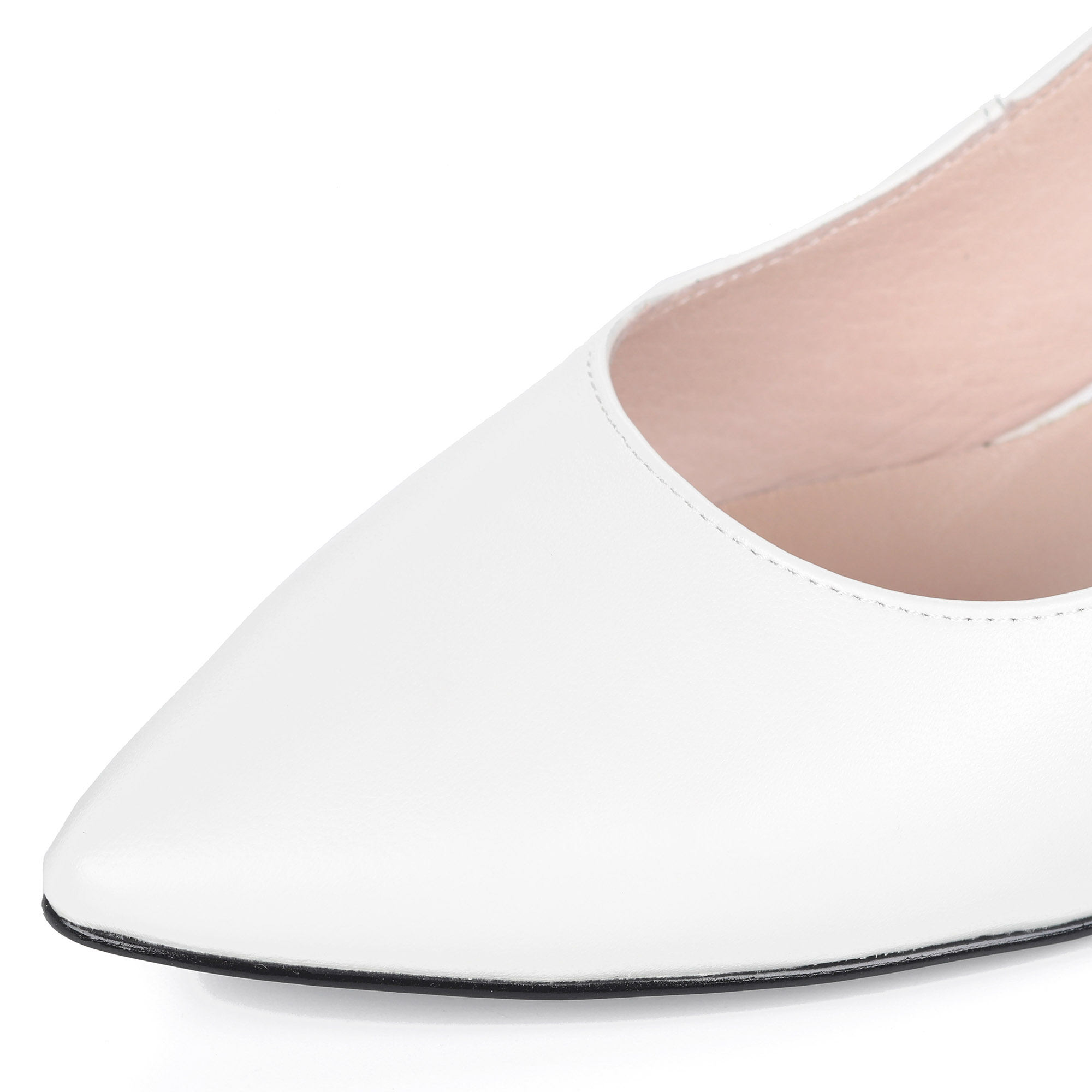 Белые туфли из кожи на устойчивом каблуке от Respect-shoes