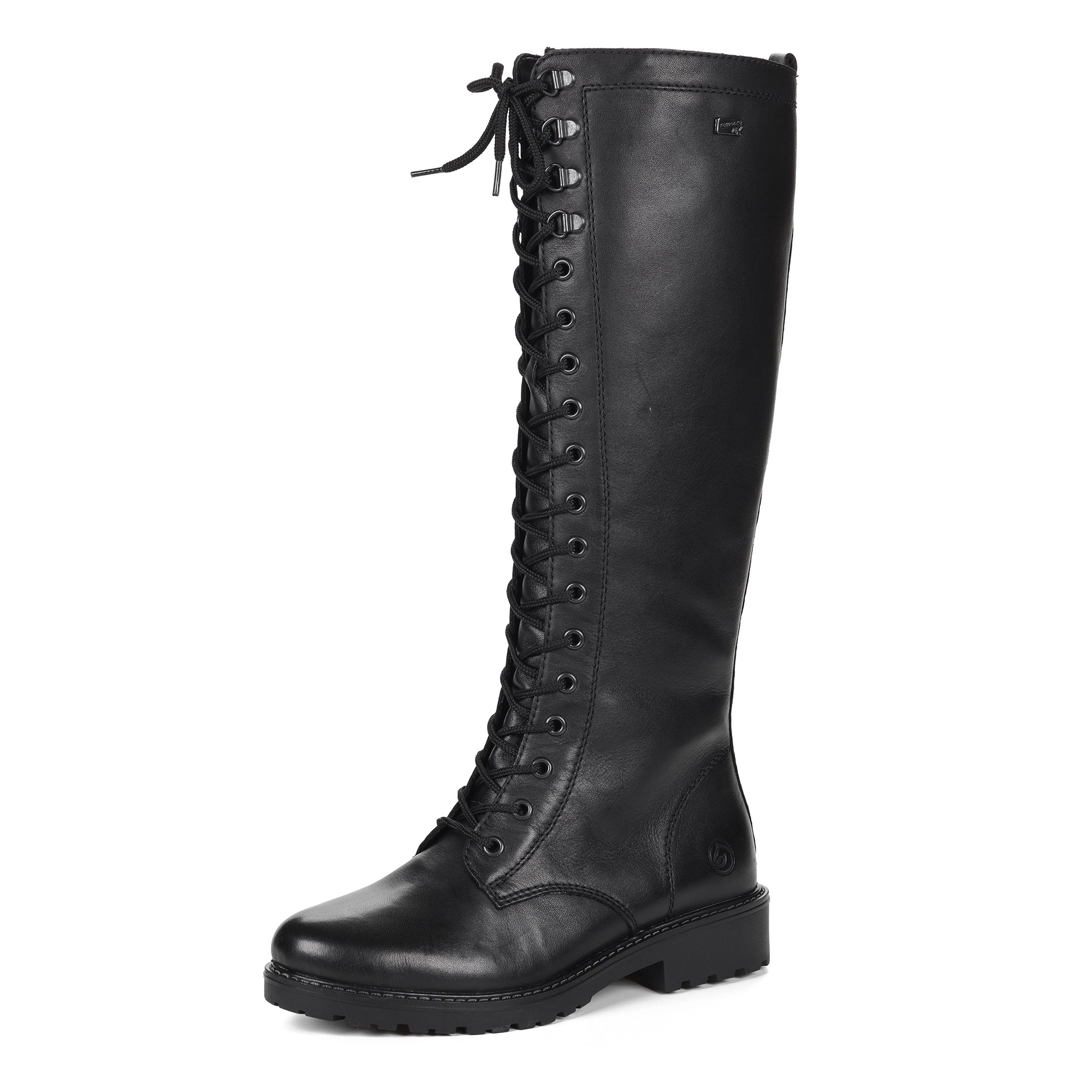 Черные сапоги на шнуровке из кожи на подкалдке из натуральной шерсти Remonte, размер 38, цвет черный - фото 8