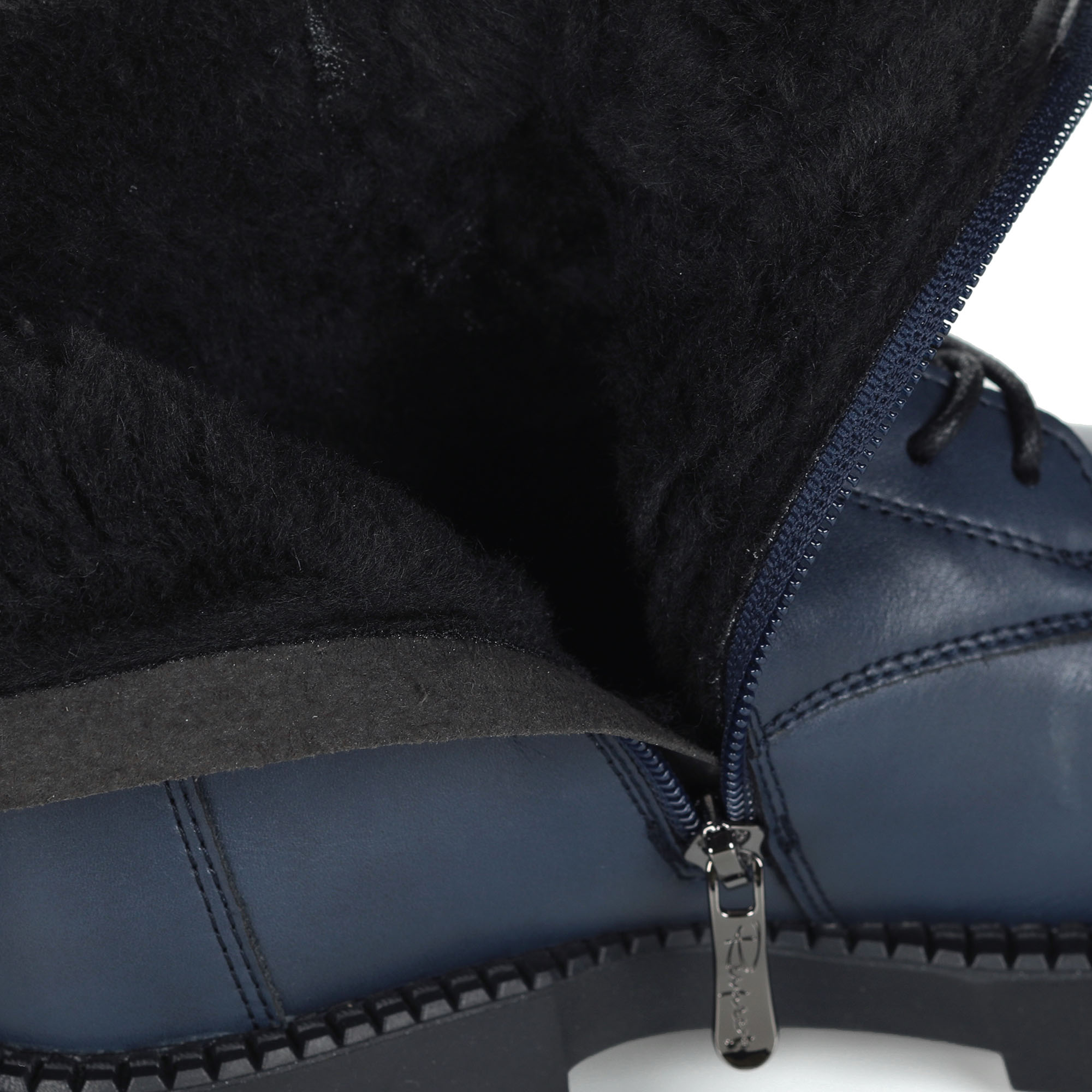 Темно синие ботинки из композиционной кожи на подкладке из натуральной шерсти на тракторной подошве Respect, размер 37, цвет синий - фото 6