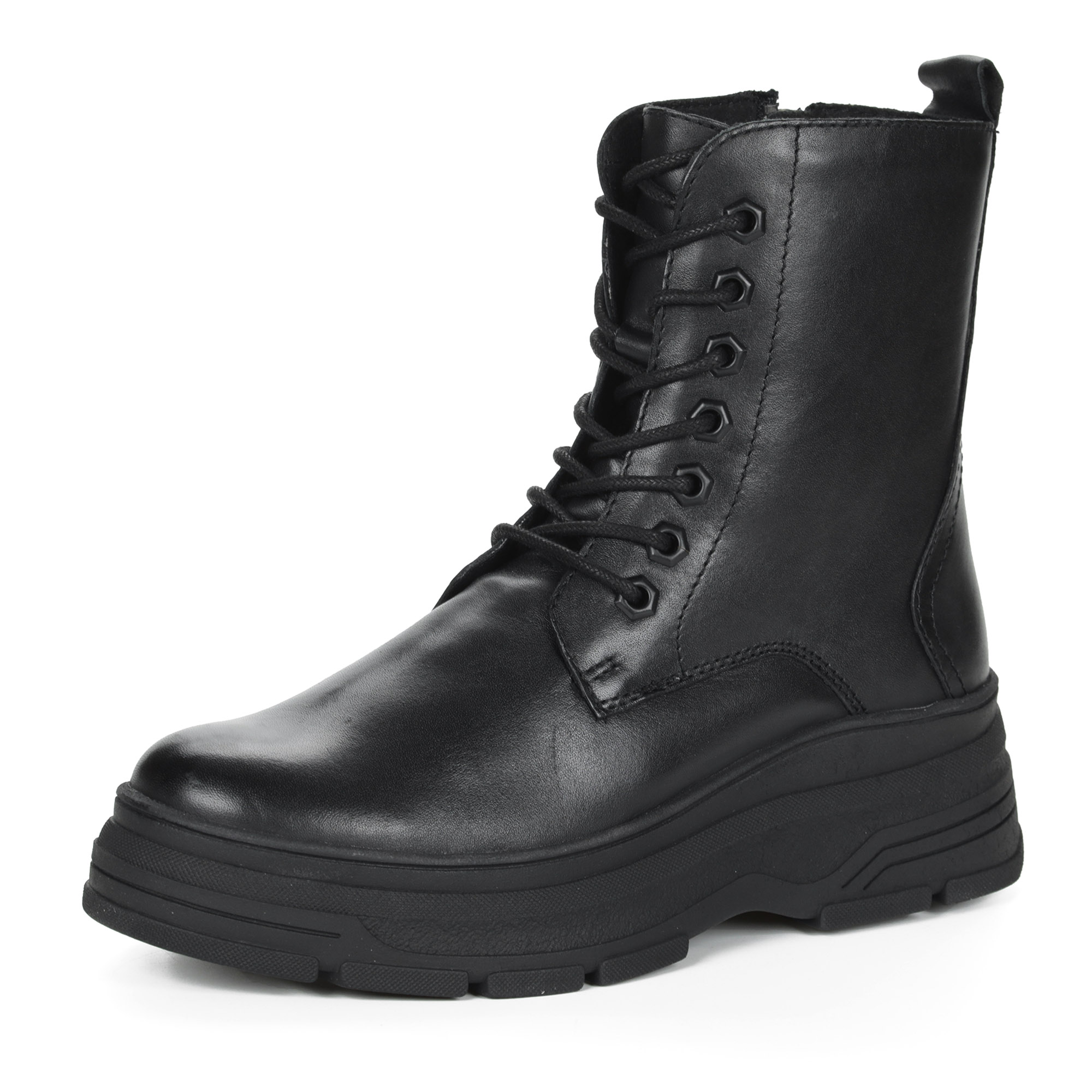 Черные ботинки на шнурках из кожи на подкладке из натуральной шерсти на тракторной подошве MARCO TOZZI PREMIO, размер 38, цвет черный - фото 3