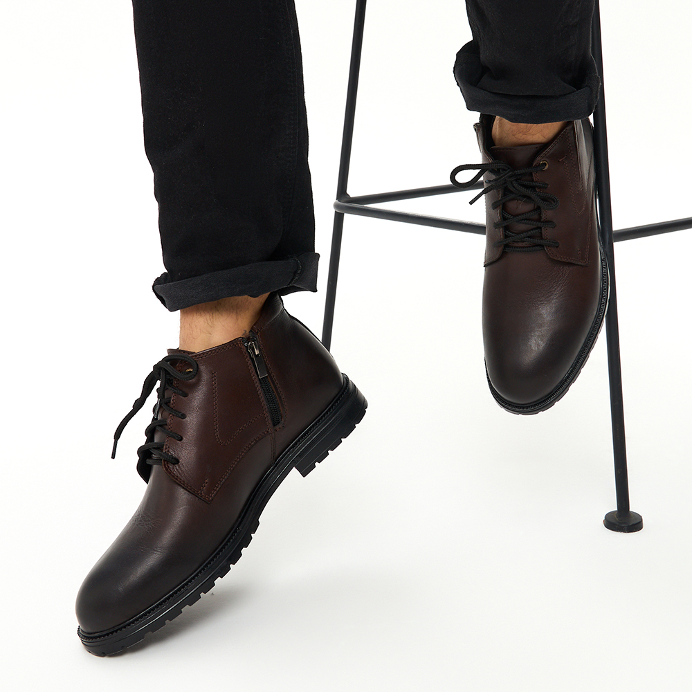 Коричневые классические ботинки из кожи на подкладке из натуральной шерсти Respect, размер 42, цвет коричневый - фото 12