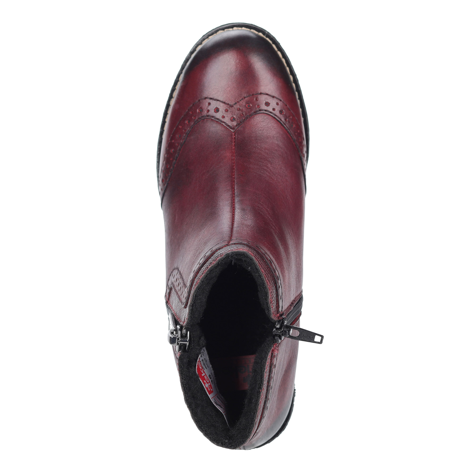 Бордовые ботинки с брогированным узором Rieker, размер 40, цвет бордовый - фото 4