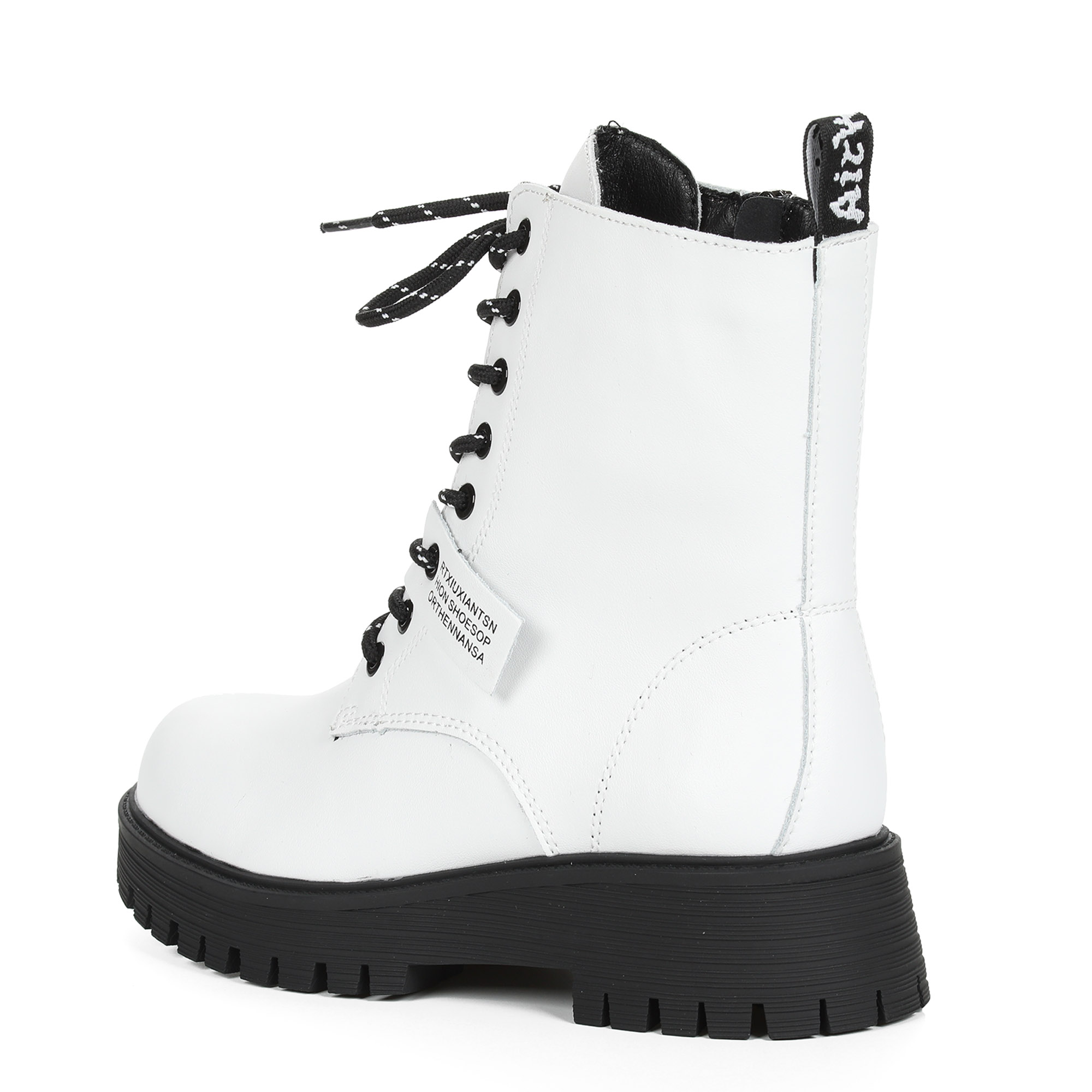 Белые ботинки  из кожи на подкладке из натуральной шерсти на тракторной подошве Respect, размер 38, цвет белый - фото 5