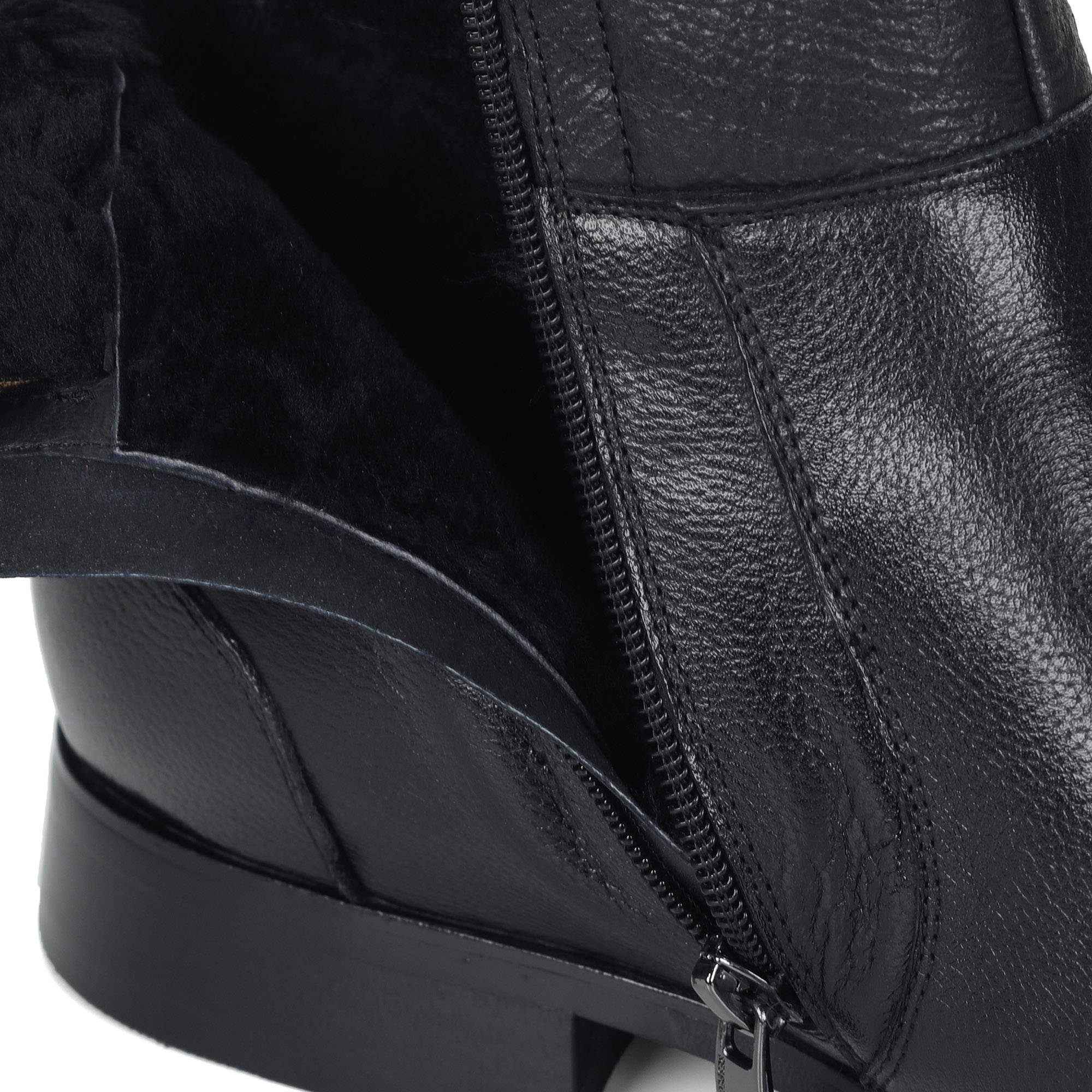 Черные ботинки на молнии из кожи на подкладке из натурального меха Respect, размер 44, цвет черный - фото 5