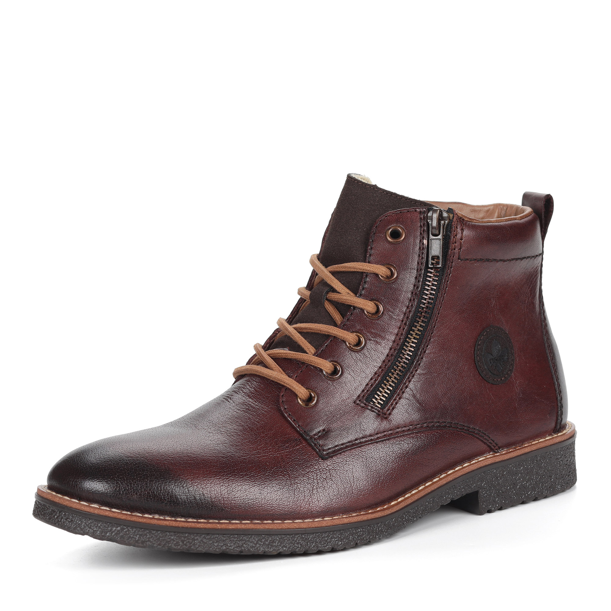 Коричневые ботинки из комбинированных материалов на шнуровке Rieker, размер 45, цвет коричневый - фото 1