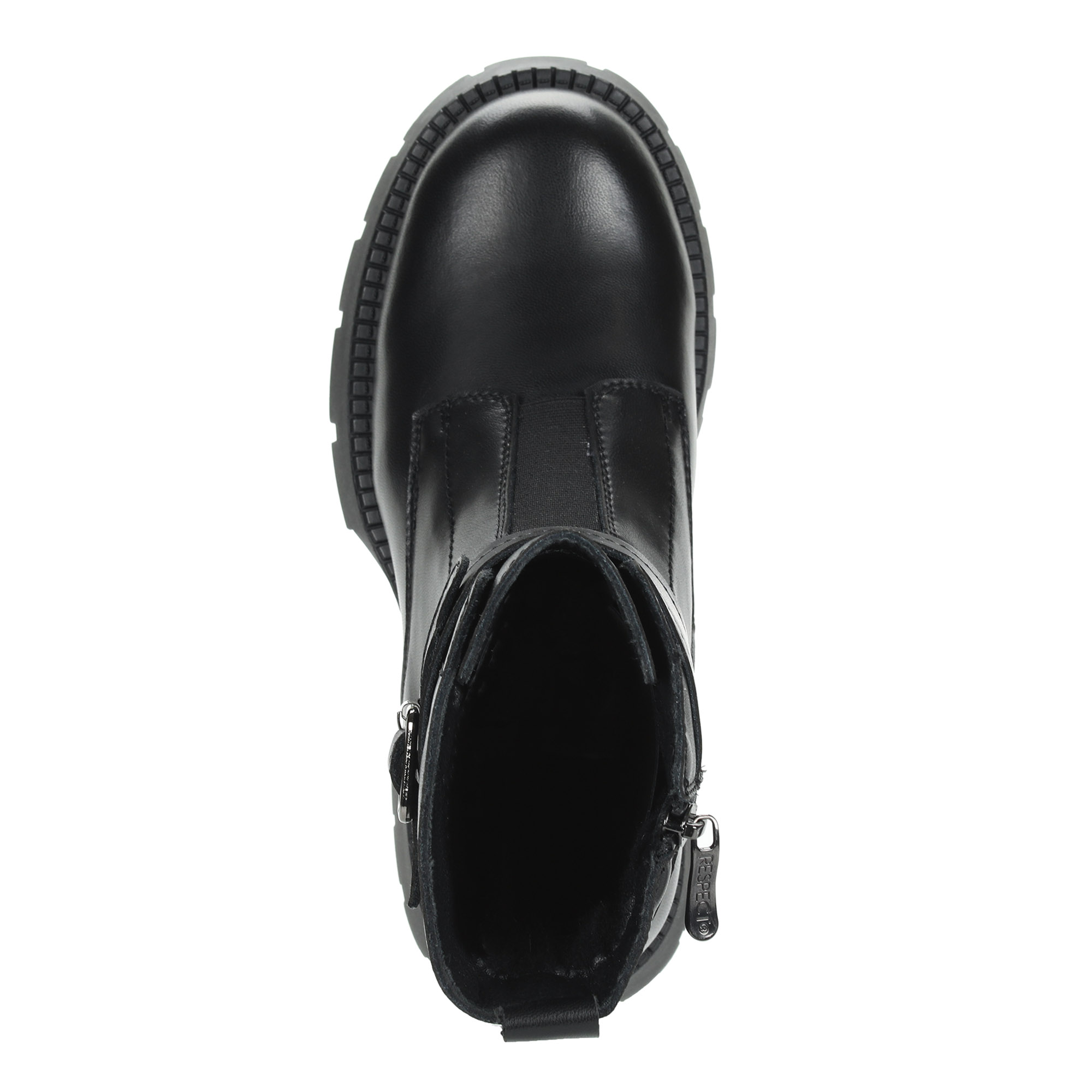 Черные ботинки из кожи на молнии на подкладке из натуральной шерсти на тракторной подошве Respect, размер 37, цвет черный - фото 6