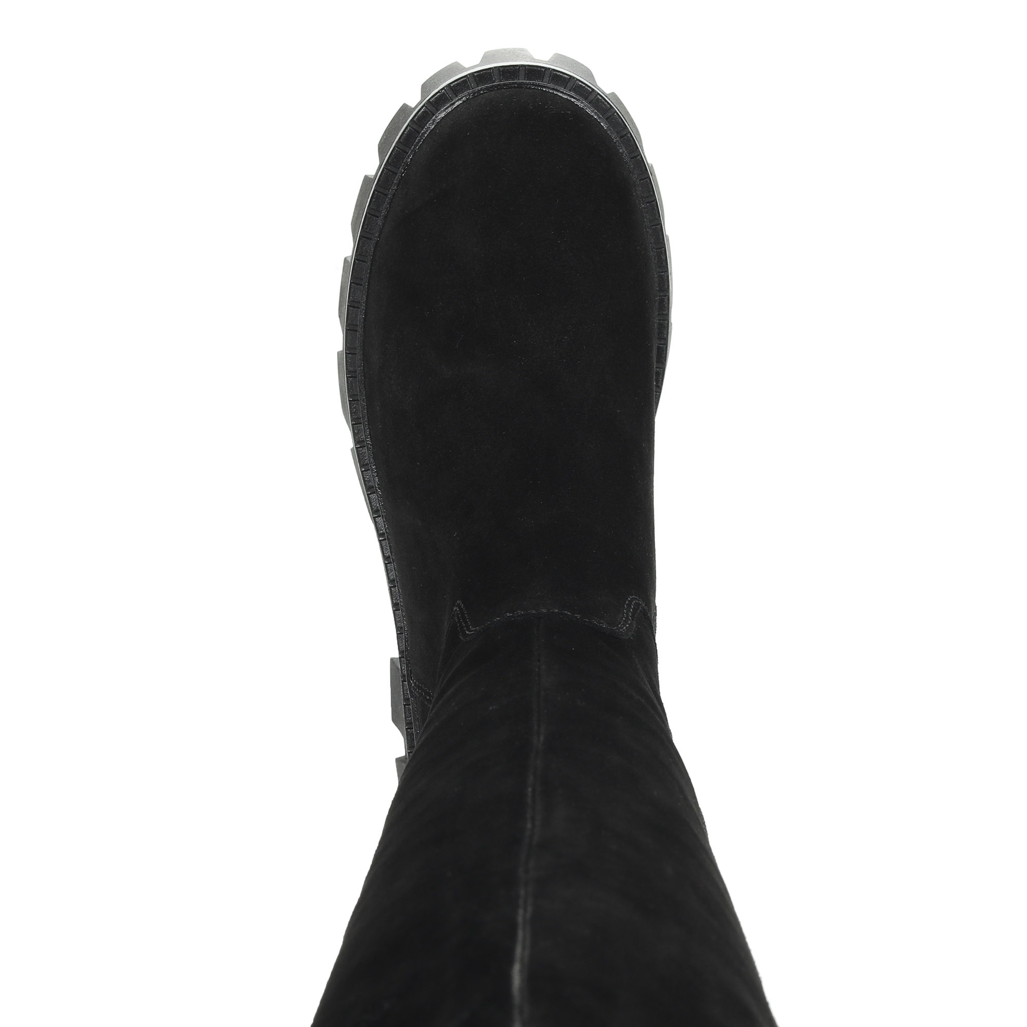 Черные ботфорты из спилка  на подкладке из натуральной шерсти и текстиля на утолщенной тракторной подошве Respect, размер 38, цвет черный - фото 6