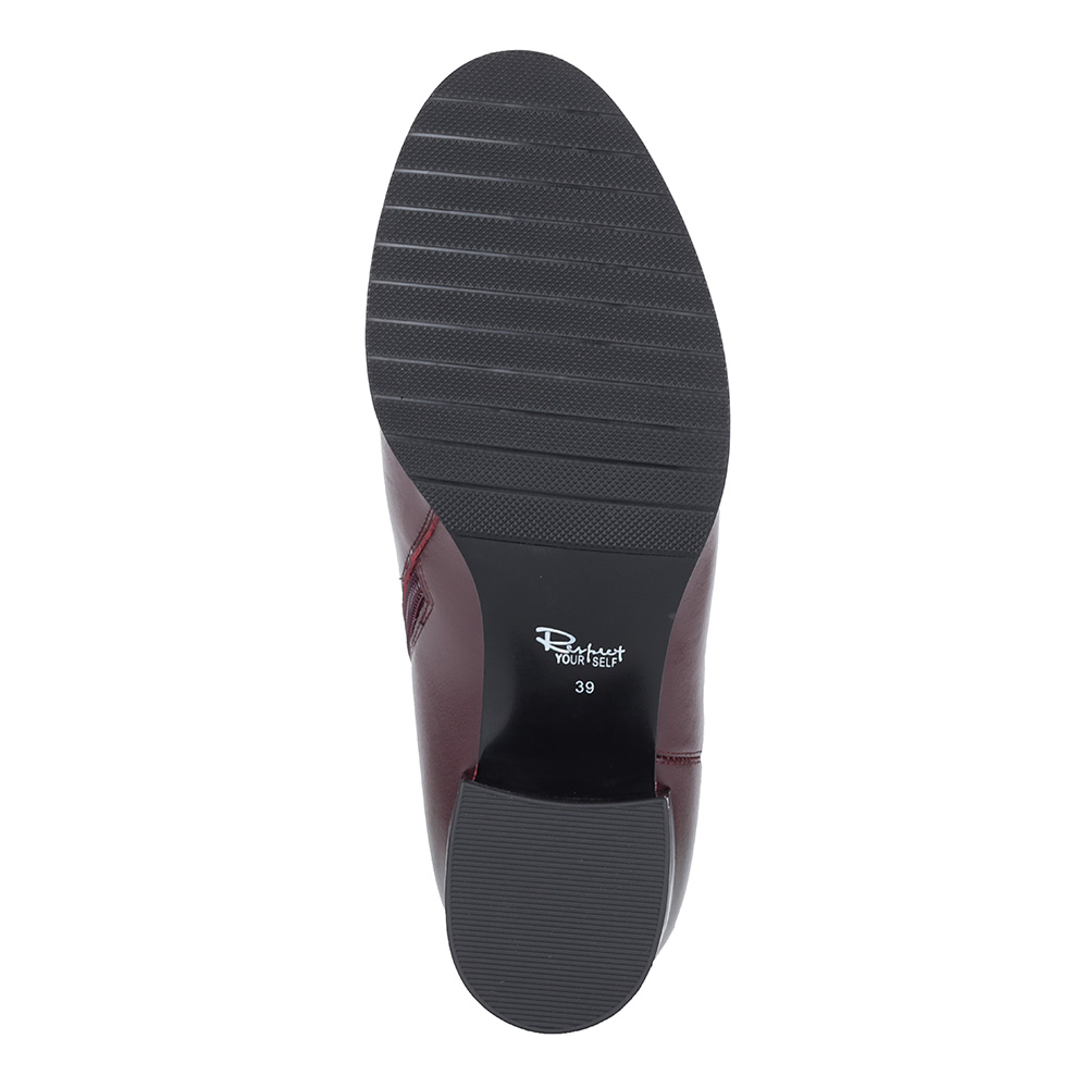 Бордовые сапоги из кожи на устойчивом каблуке Respect, размер 37, цвет бордовый - фото 7