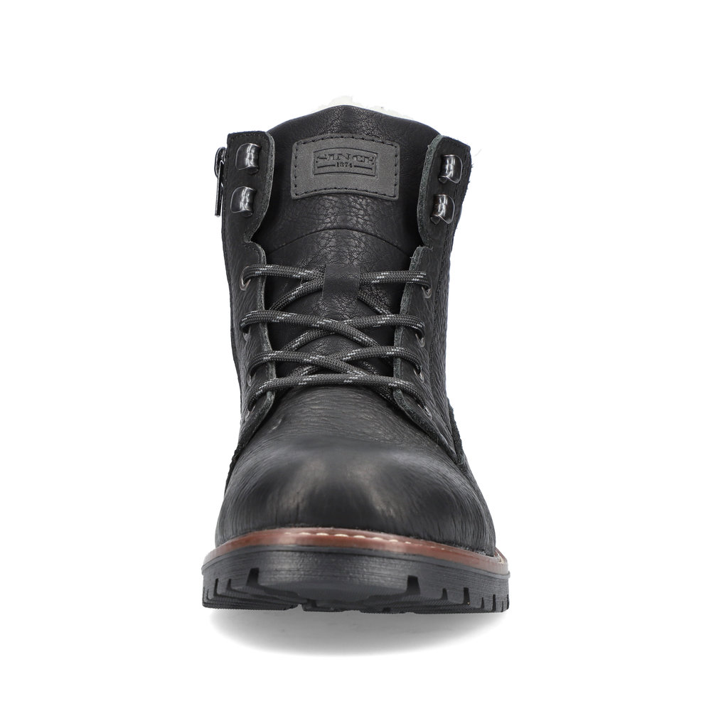 Черные ботинки из кожи на подкладке из шерсти Rieker, цвет черный - фото 6