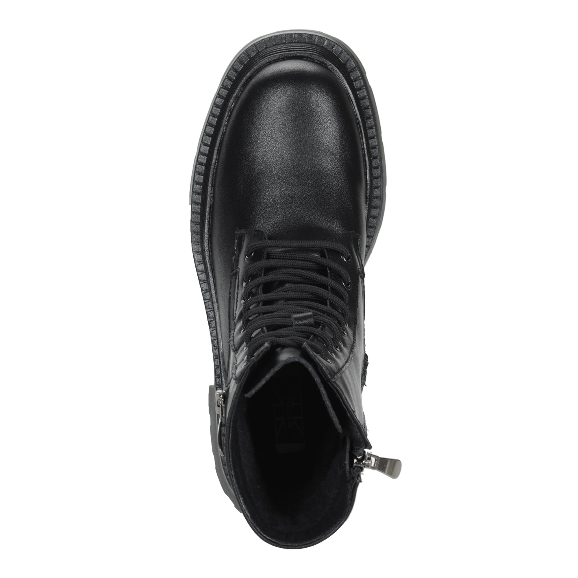 Черные ботинки из кожи на шнурках на подкладке из экошерсти на утолщенной подошве KEDDO, размер 35, цвет черный - фото 7