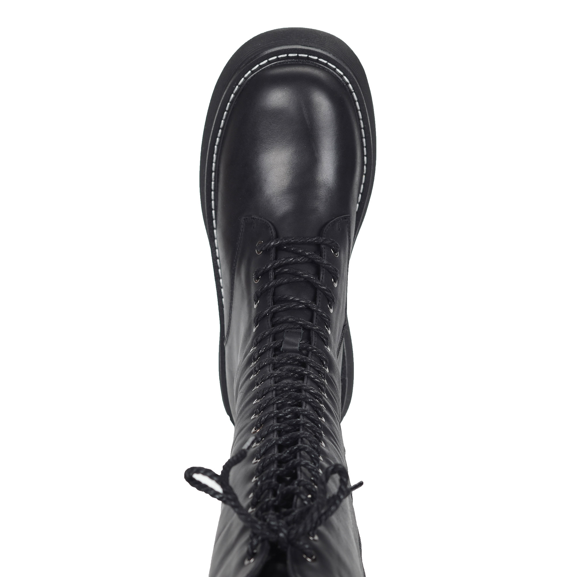 черные сапоги из кожи на шнурках на комбинированной подкладке Respect, размер 38, цвет черный - фото 6