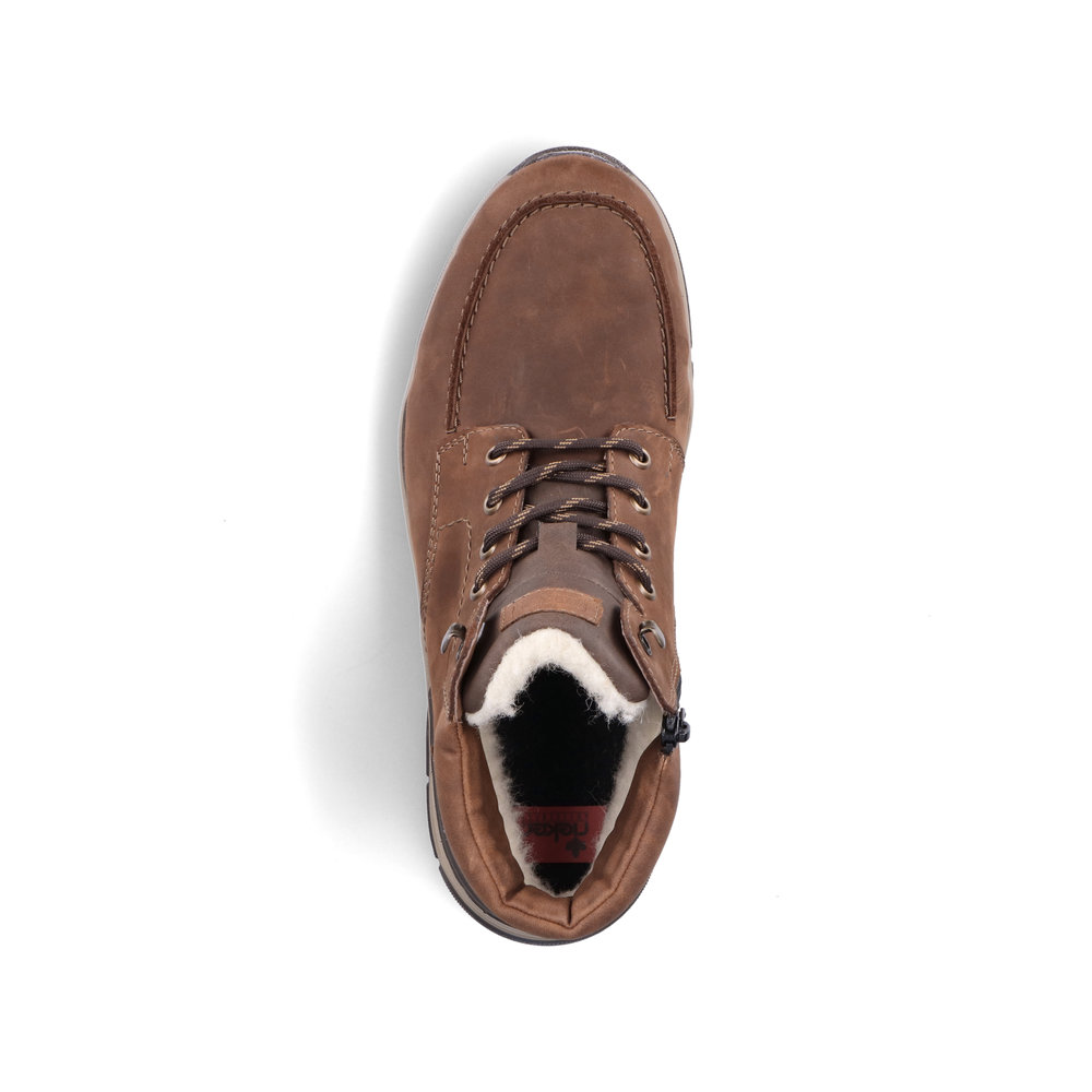 Коричневые ботинки из комбинированных материалов на подкладке из шерсти Rieker, цвет коричневый - фото 5