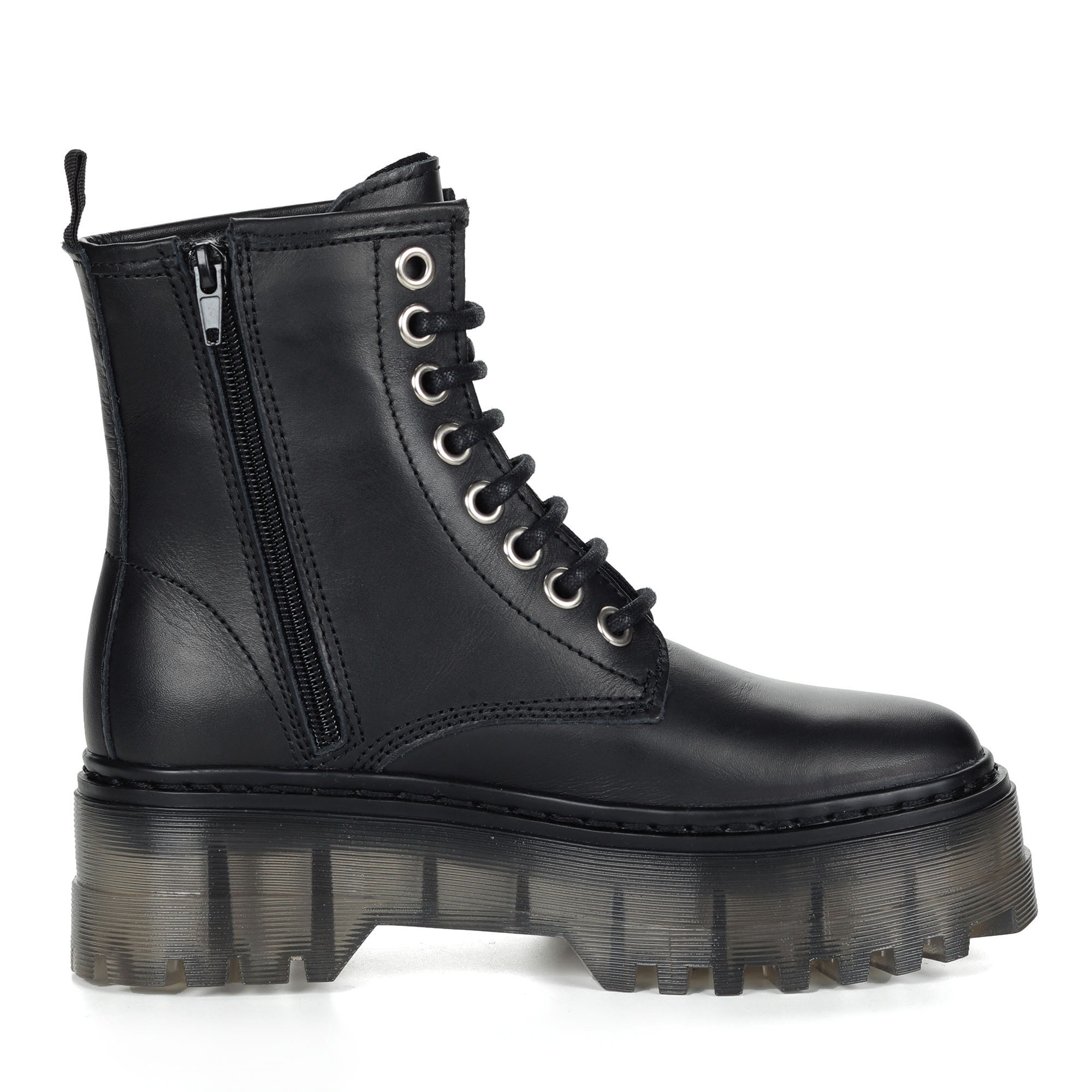 Черные ботинки из кожи на подкладке из натуральной шерсти и платформе Respect, размер 39, цвет черный - фото 4