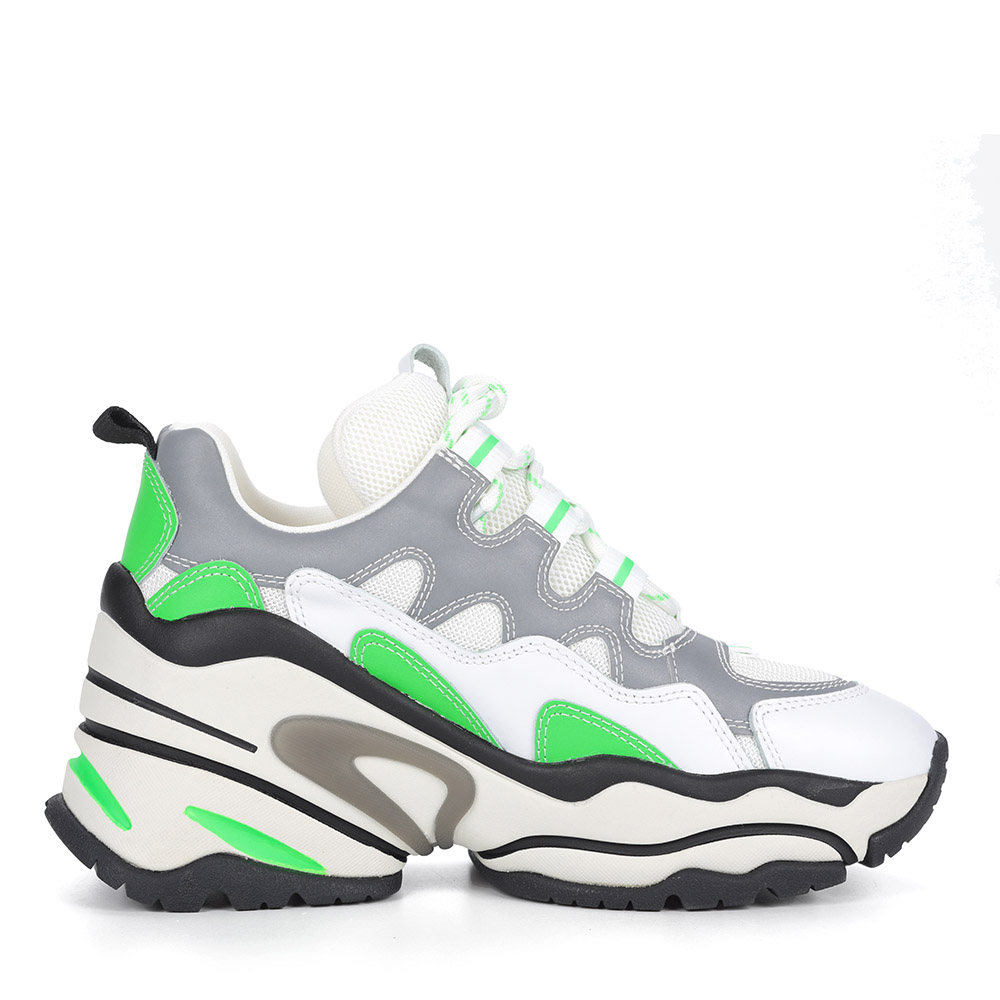 фото Бело-зеленые кроссовки из комбинированных материалов ash