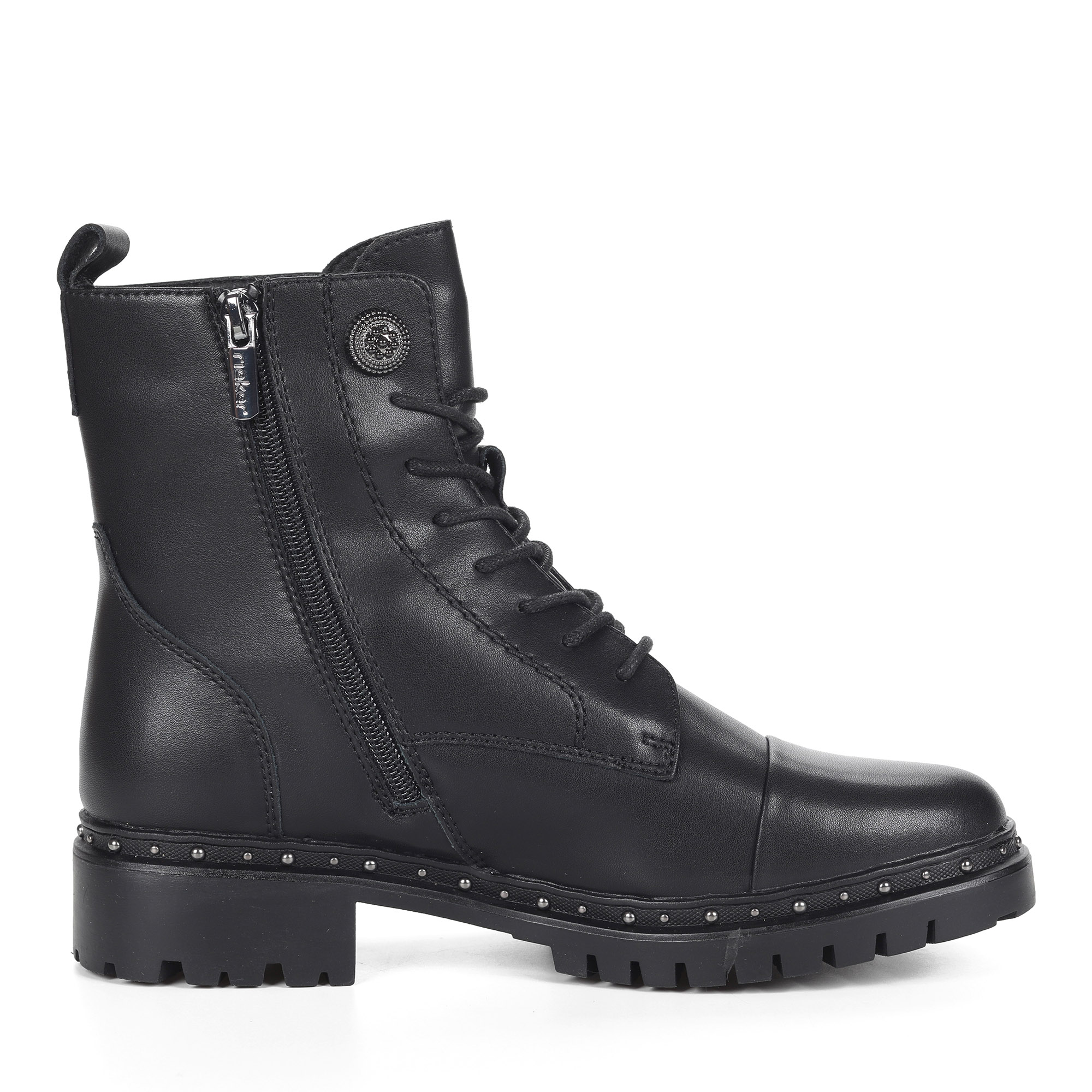 Черные ботинки из кожи на шнуровке Rieker, размер 37, цвет черный - фото 3