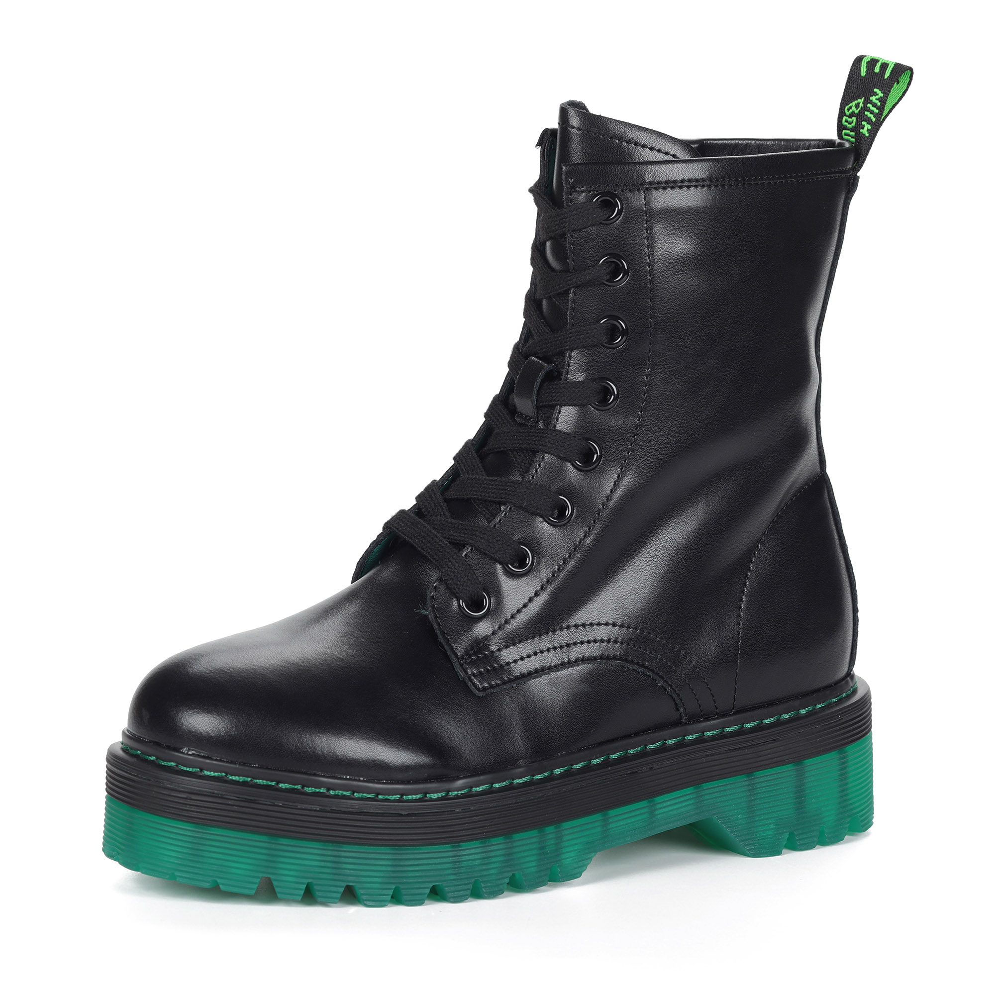 Черные ботинки из кожи на подкладке из натуральной шерсти на зеленой подошве Respect, размер 40, цвет черный - фото 8