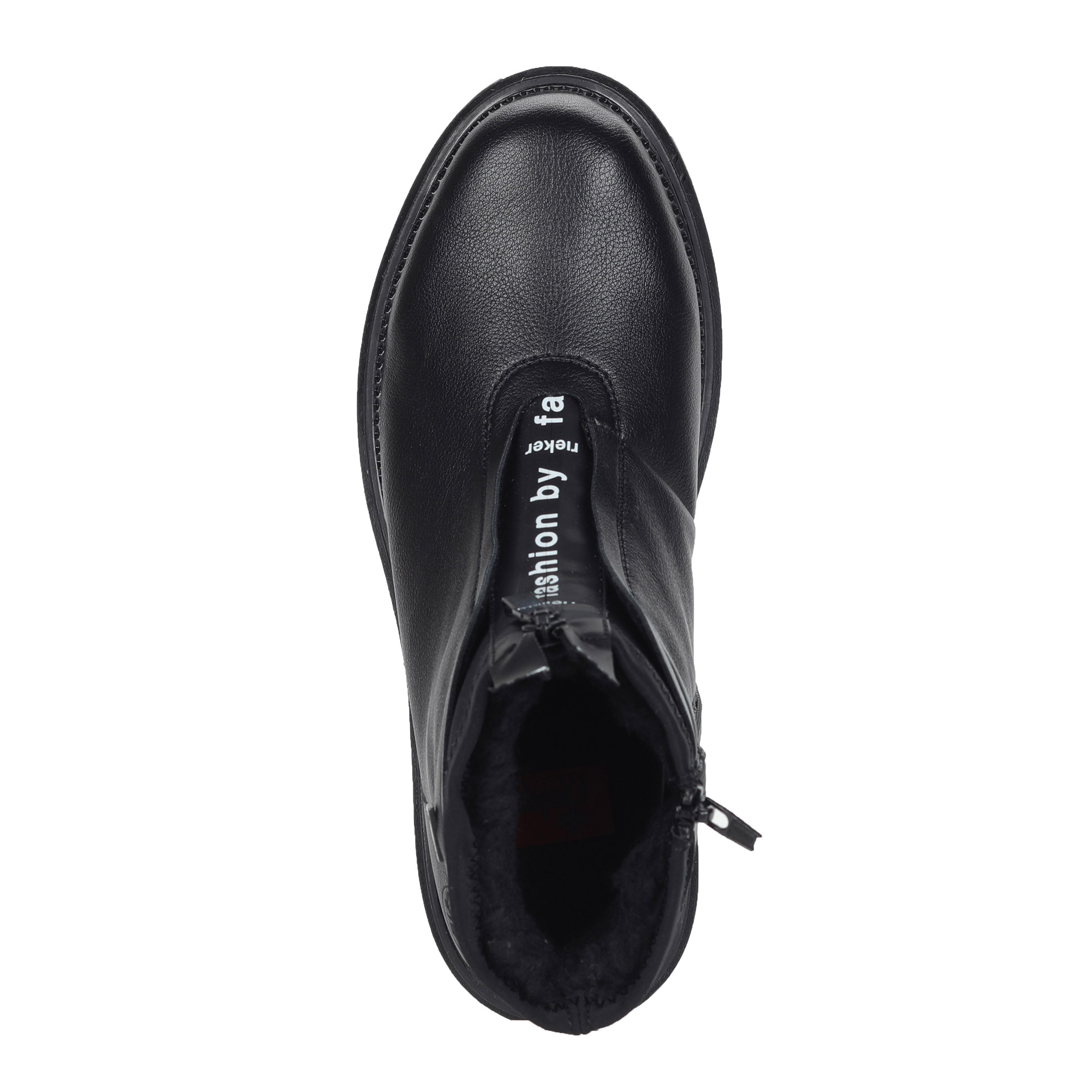 Черные ботинки на молнии из экокожи на подкладке из искусственной шерсти на утолщенной подошве Rieker, цвет черный - фото 6