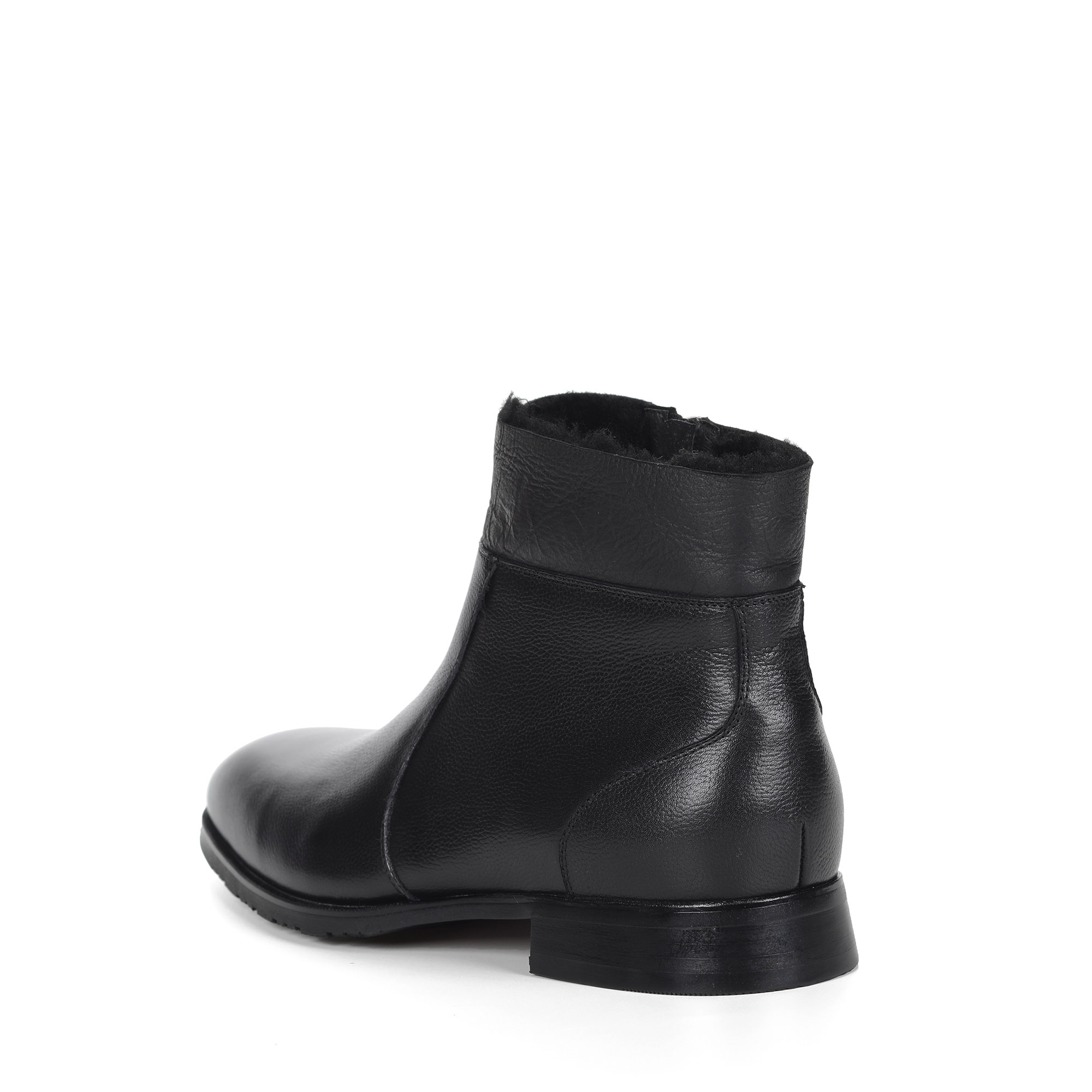 Черные ботинки на молнии из кожи на подкладке из натурального меха Respect, размер 45, цвет черный - фото 4