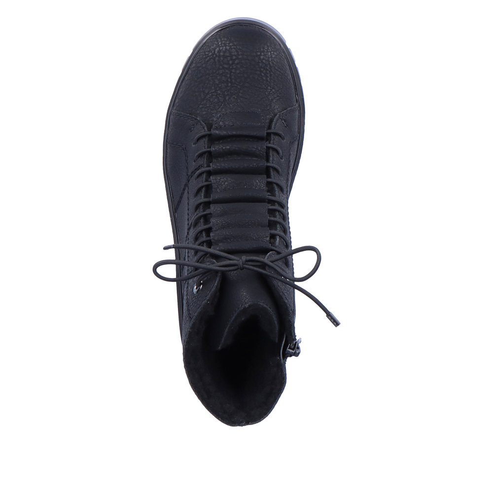 фото Черные ботинки из экокожи на утолщенной подошве rieker