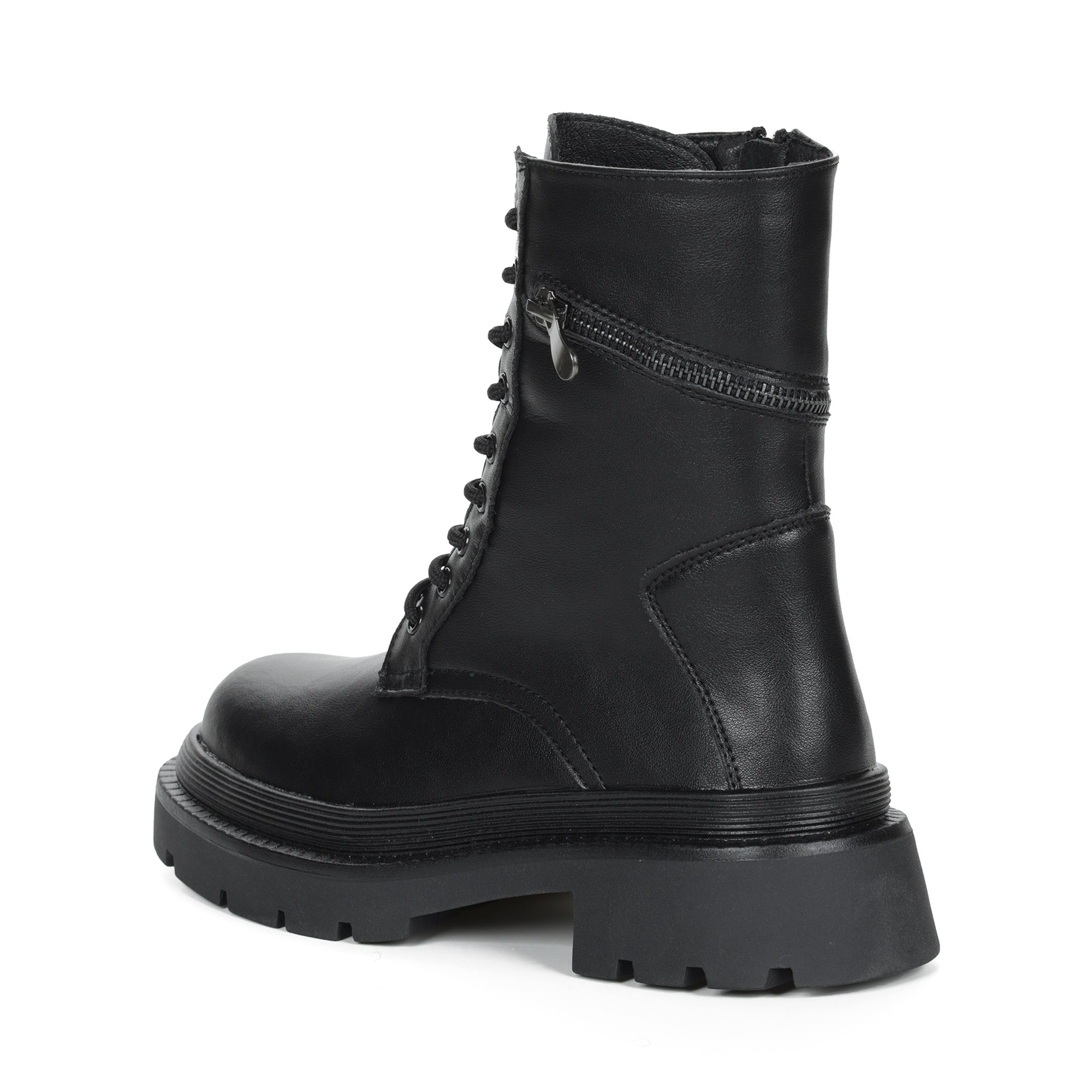 Черные ботинки из кожи на шнурках на подкладке из экошерсти на утолщенной подошве KEDDO, размер 39, цвет черный - фото 5