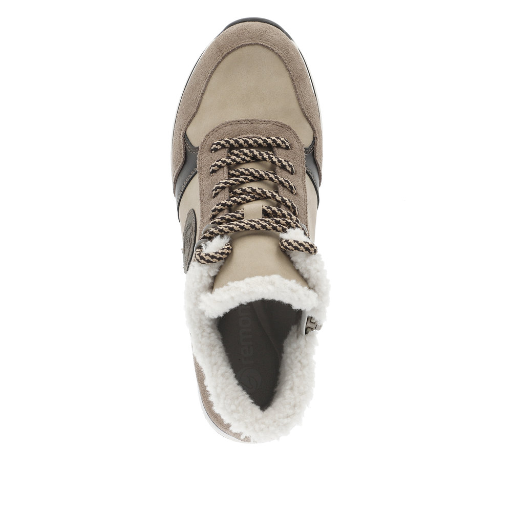 Бежевые кроссовки из кожи и экокожи Remonte, цвет бежевый - фото 6