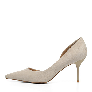 Бежевые туфли лодочки из натурального велюра