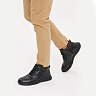 Черные кроссовки из кожи с декоративной отстрочкой на подкладке из натуральной шерсти