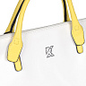Бело-желтая сумка шоппер из экокожи с дополнительной ручкой