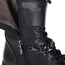 Черные ботинки милитари из кожи с декором цепь и пряжка