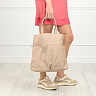 Бежевая сумка шоппер из экокожи с дополнительным цветным ремнем