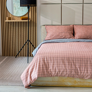 Комплект постельного белья 2 спальный, розовый с серым