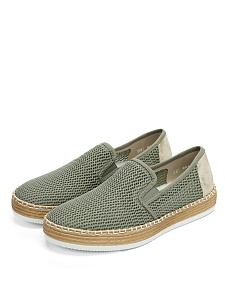 Зеленые слипоны из текстиля и экокожи