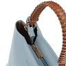 Голубая сумка тоут из экокожи с декорированной контрастной ручкой