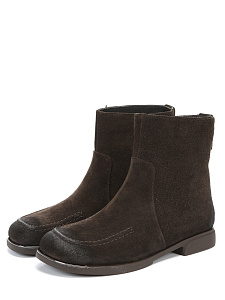 Коричневые зимние ботинки из велюра