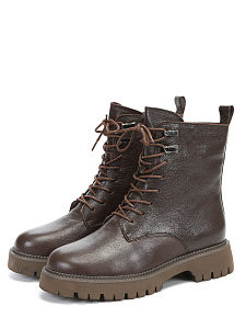 Коричневые зимние ботинки из кожи