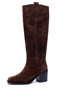 Коричневые зимние сапоги из велюра