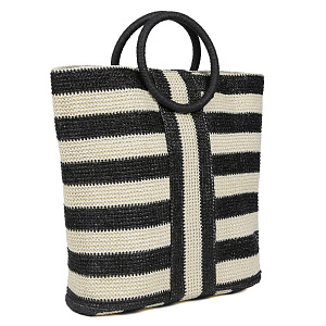 Черно-белая графичная пляжная сумка из комбинированных материалов