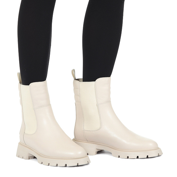 Белые ботинки челси из кожи на подкладке из натуральной шерсти натракторной подошве VS12-131124 - купить в интернет-магазине ➦Respect