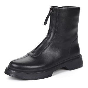 Черные ботинки на молнии из кожи на подкладке из натуральной шерсти на утолщенной подошве