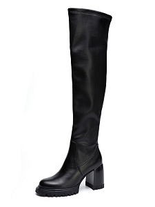 Черные ботфорты из стрейч кожи и гладкой кожи