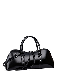 Черная сумка багет из экокожи