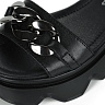 Черные открытые туфли с декором цепь из кожи на подкладке из натуральной кожи на утолщенной подошве