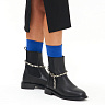 Черные высокие ботинки на молнии с декором цепи из кожи на подкладке из текстиля на квадратном каблуке