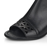 Черные босоножки закрывающие подъем из кожи на подкладке из текстиля на квадратном каблуке