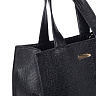 Черная сумка шоппер из экокожи с тиснением под рептилию и дополнительной ручкой