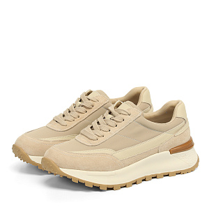 Бежевые кроссовки из бархатистого велюра и текстиля