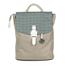 Бежевый рюкзак с зеленым клапаном из экокожи