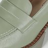 Оливковые туфли закрытые из кожи без подкладки на утолщенной подошве с квадратным каблуком