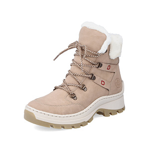 Светло-бежевые утепленные ботинки хайкеры из экокожи на утолщенной подошве