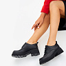 Черные закрытые туфли на шнурках из кожи без подкладки на утолщенной подошве